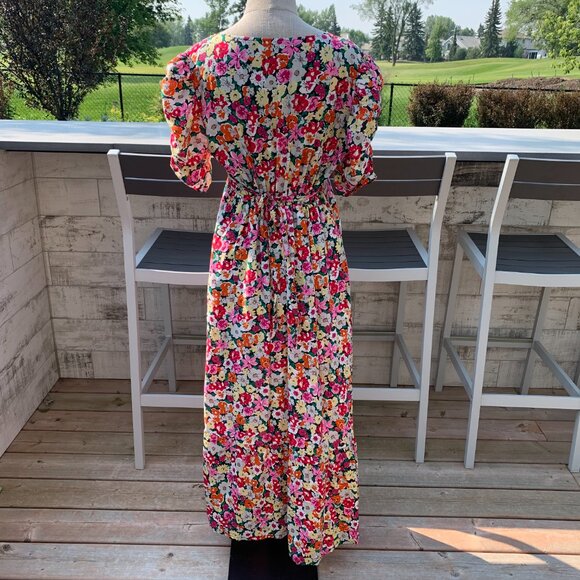Vintage 80s Babydoll Floral Puff Sleeve Ruffle Prairie Cottagecore Maxi Dress - Picture 8 of 16